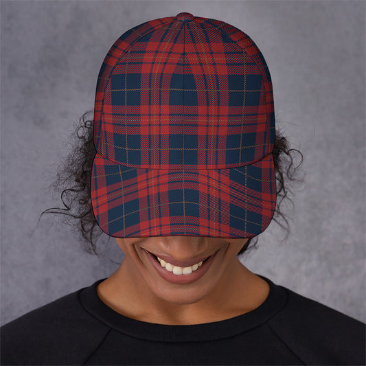 Blue And Red Tartan Pattern Print Baseball Cap
