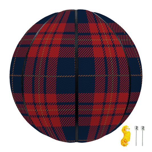 Blue And Red Tartan Pattern Print Basketball