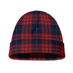 Blue And Red Tartan Pattern Print Beanie