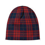 Blue And Red Tartan Pattern Print Beanie