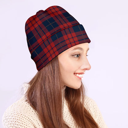 Blue And Red Tartan Pattern Print Beanie