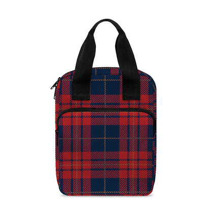 Blue And Red Tartan Pattern Print Bible Tote Bag