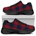 Blue And Red Tartan Pattern Print Black Chunky Shoes