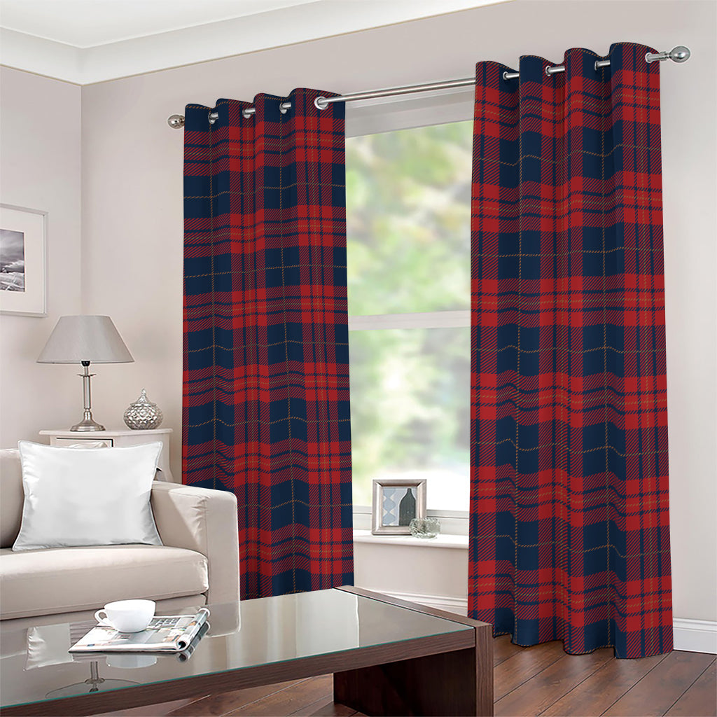 Blue And Red Tartan Pattern Print Blackout Grommet Curtains