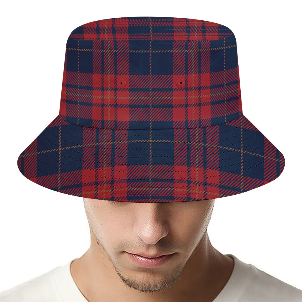 Blue And Red Tartan Pattern Print Bucket Hat