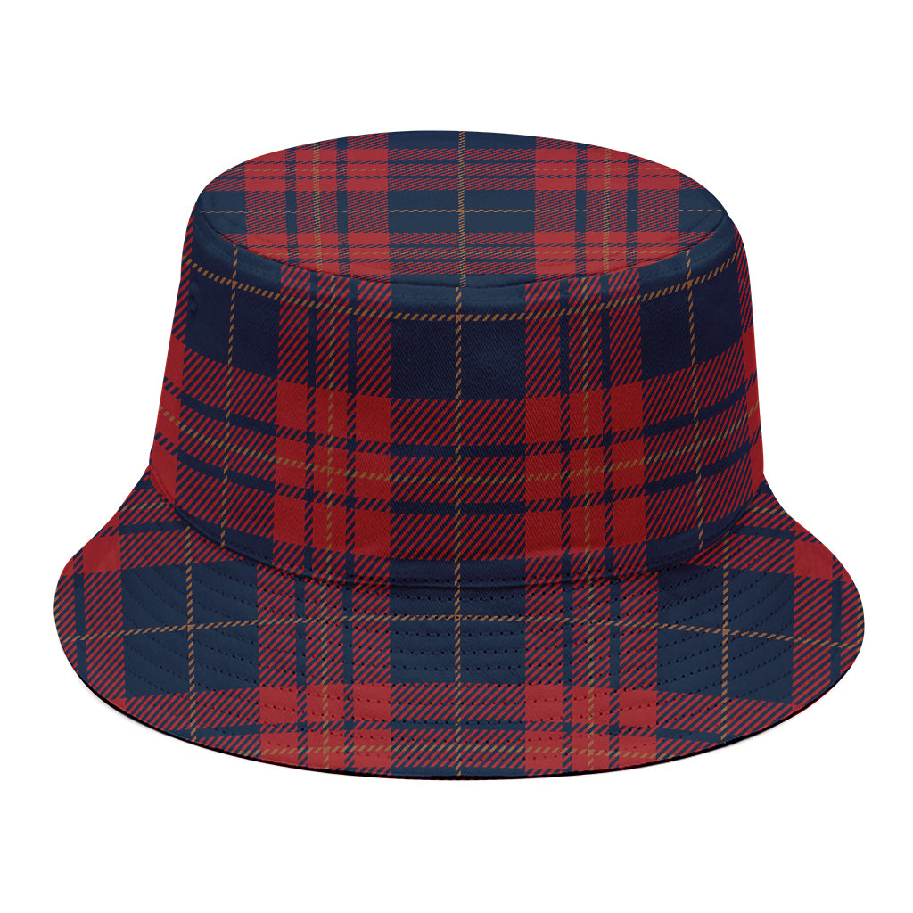 Blue And Red Tartan Pattern Print Bucket Hat