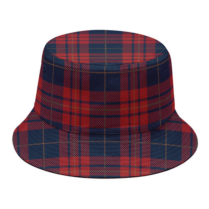 Blue And Red Tartan Pattern Print Bucket Hat