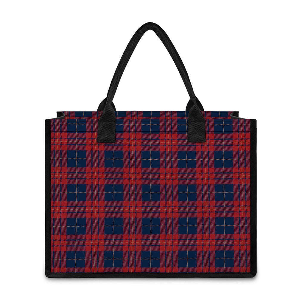 Blue And Red Tartan Pattern Print Canvas Tote Bag