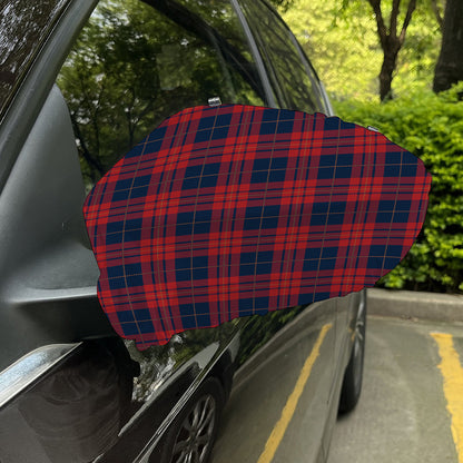 Blue And Red Tartan Pattern Print Car Side Mirror Covers