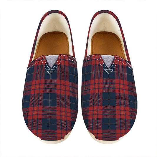 Blue And Red Tartan Pattern Print Casual Shoes