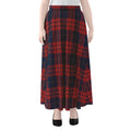 Blue And Red Tartan Pattern Print Chiffon Maxi Skirt