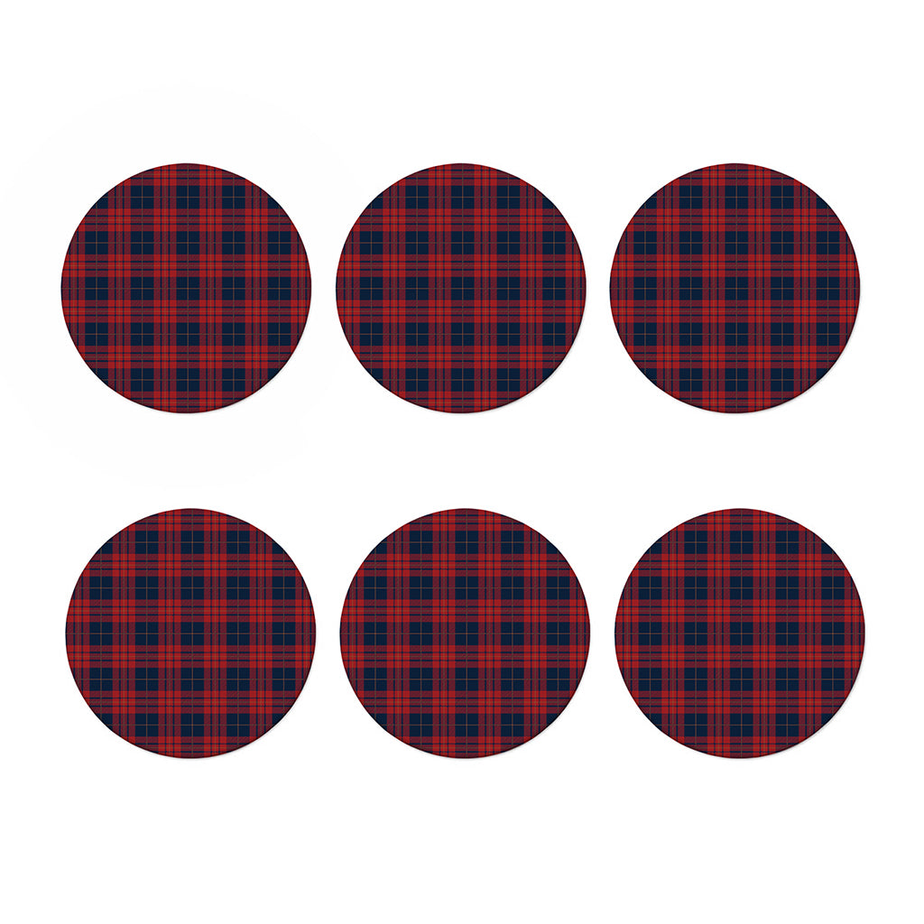 Blue And Red Tartan Pattern Print Coaster Set