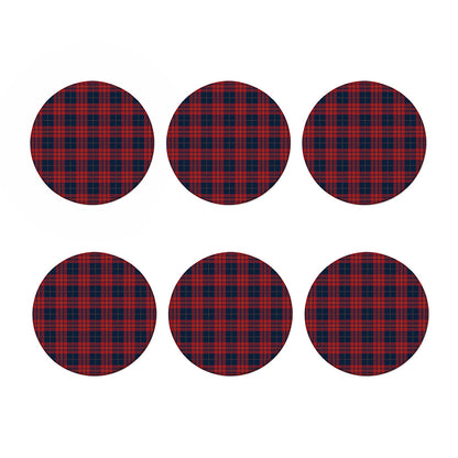 Blue And Red Tartan Pattern Print Coaster Set