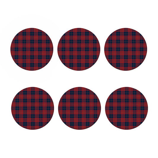 Blue And Red Tartan Pattern Print Coaster Set