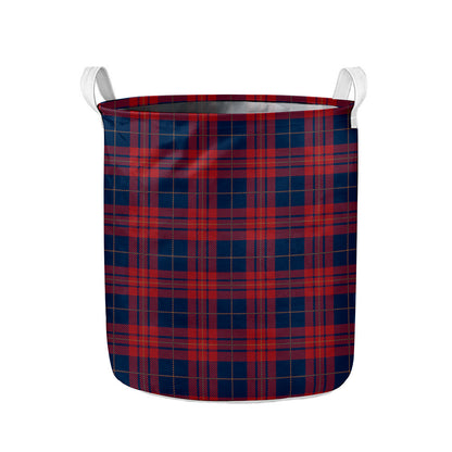 Blue And Red Tartan Pattern Print Collapsible Laundry Basket