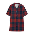 Blue And Red Tartan Pattern Print Cotton Hawaiian Shirt