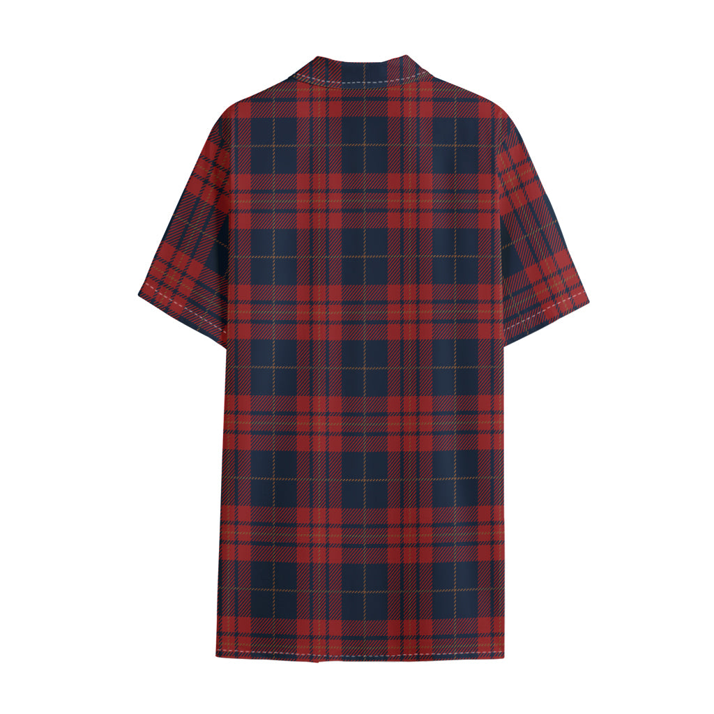 Blue And Red Tartan Pattern Print Cotton Hawaiian Shirt