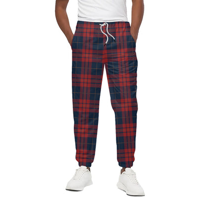 Blue And Red Tartan Pattern Print Cotton Pants