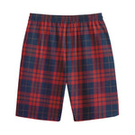 Blue And Red Tartan Pattern Print Cotton Shorts