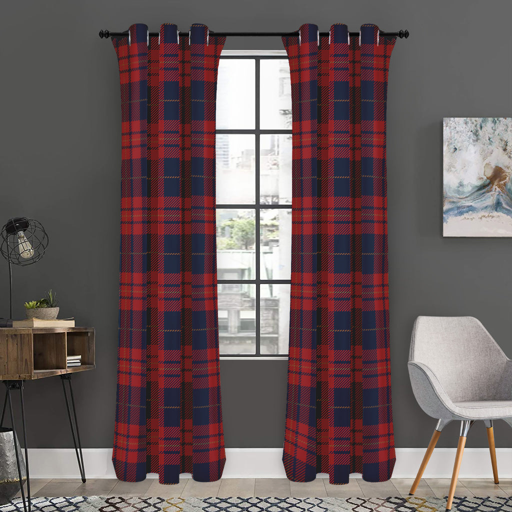 Blue And Red Tartan Pattern Print Curtain