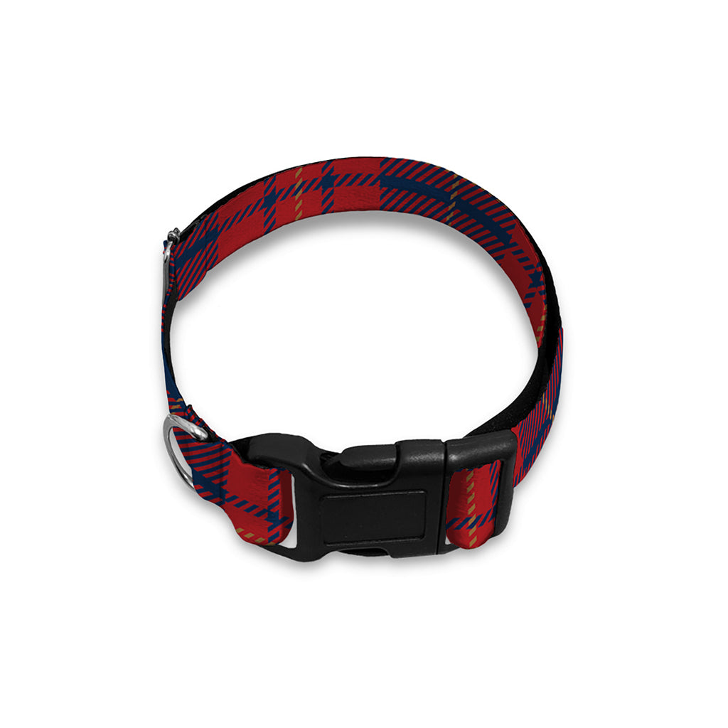Blue And Red Tartan Pattern Print Dog Collar
