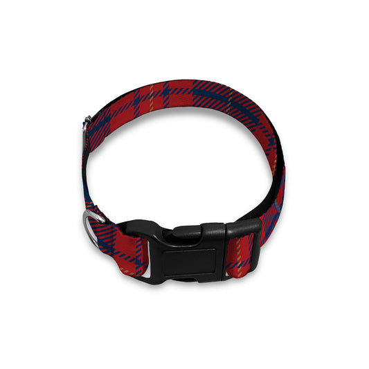 Blue And Red Tartan Pattern Print Dog Collar