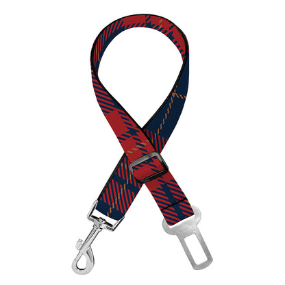 Blue And Red Tartan Pattern Print Dog Seat Belt
