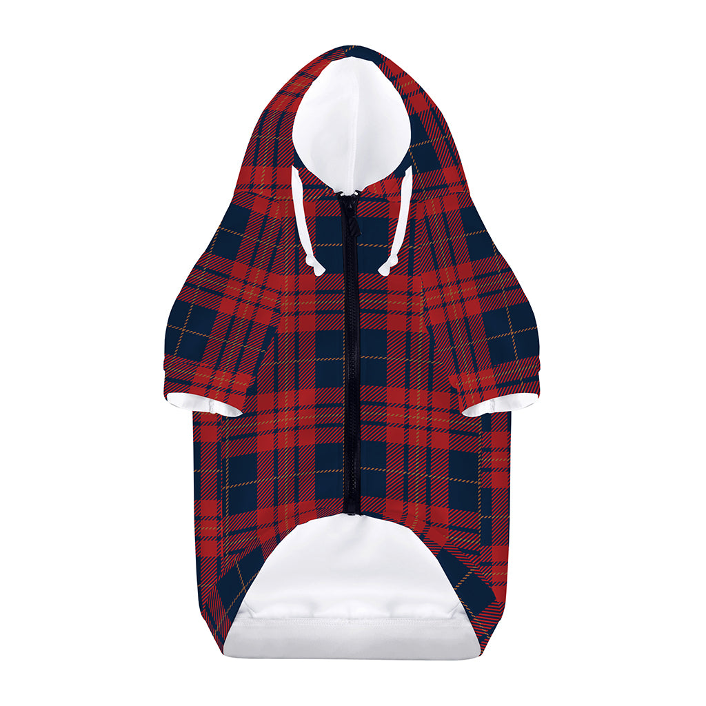 Blue And Red Tartan Pattern Print Dog Zip Up Hoodie