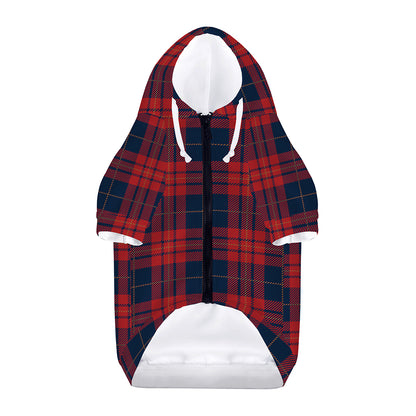 Blue And Red Tartan Pattern Print Dog Zip Up Hoodie