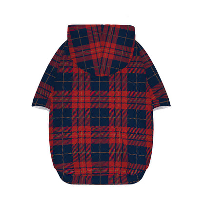 Blue And Red Tartan Pattern Print Dog Zip Up Hoodie