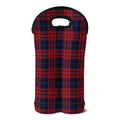 Blue And Red Tartan Pattern Print Double Neoprene Wine Tote
