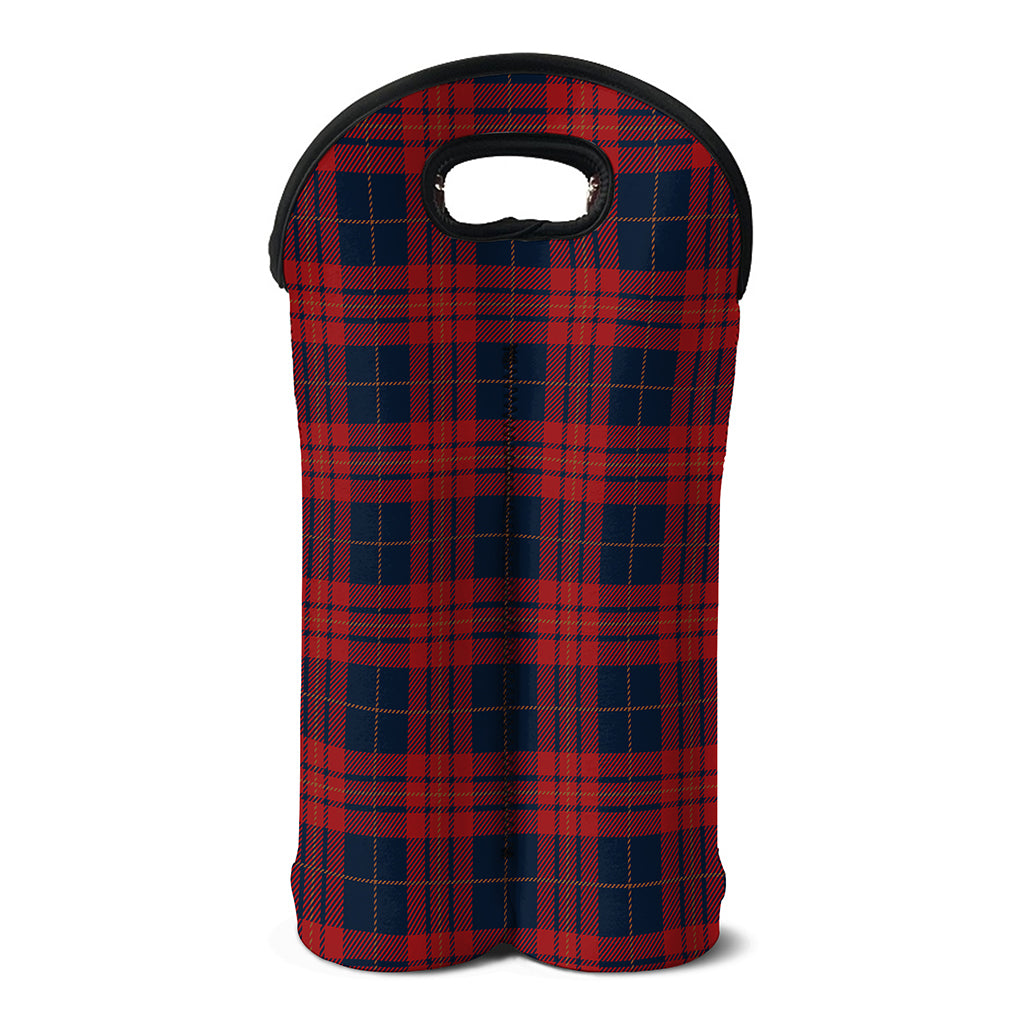 Blue And Red Tartan Pattern Print Double Neoprene Wine Tote