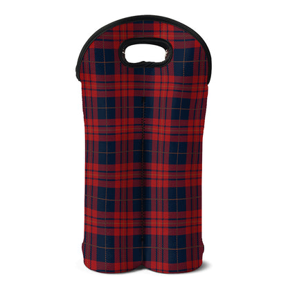 Blue And Red Tartan Pattern Print Double Neoprene Wine Tote