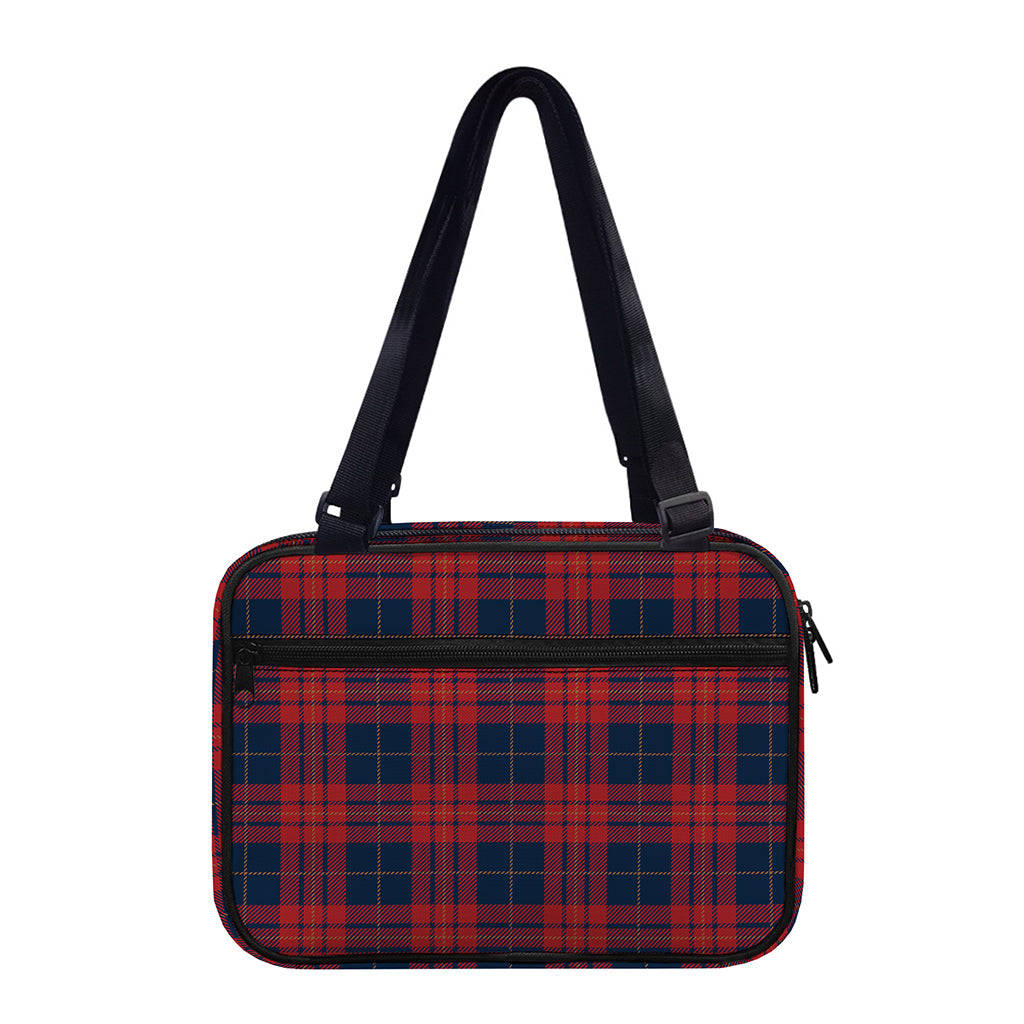 Blue And Red Tartan Pattern Print Double Strap Bible Bag