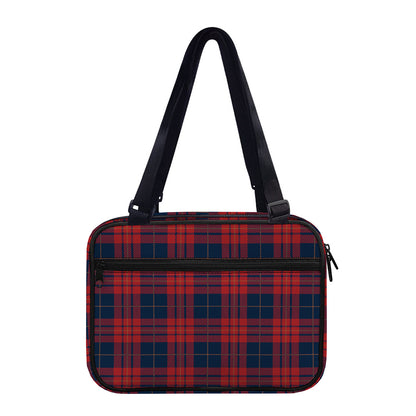 Blue And Red Tartan Pattern Print Double Strap Bible Bag