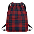Blue And Red Tartan Pattern Print Drawstring Backpack