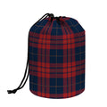 Blue And Red Tartan Pattern Print Drawstring Makeup Bag