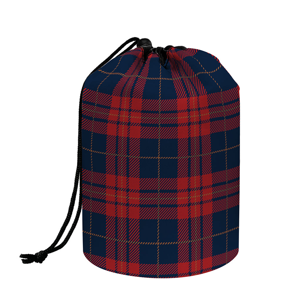 Blue And Red Tartan Pattern Print Drawstring Makeup Bag