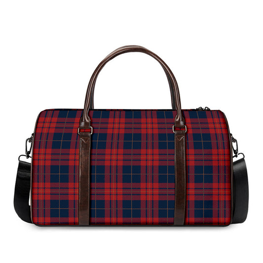 Blue And Red Tartan Pattern Print Duffle Bag
