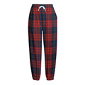 Blue And Red Tartan Pattern Print Fleece Lined Knit Pants