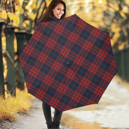 Blue And Red Tartan Pattern Print Foldable Umbrella