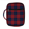 Blue And Red Tartan Pattern Print Front Pocket Bible Bag