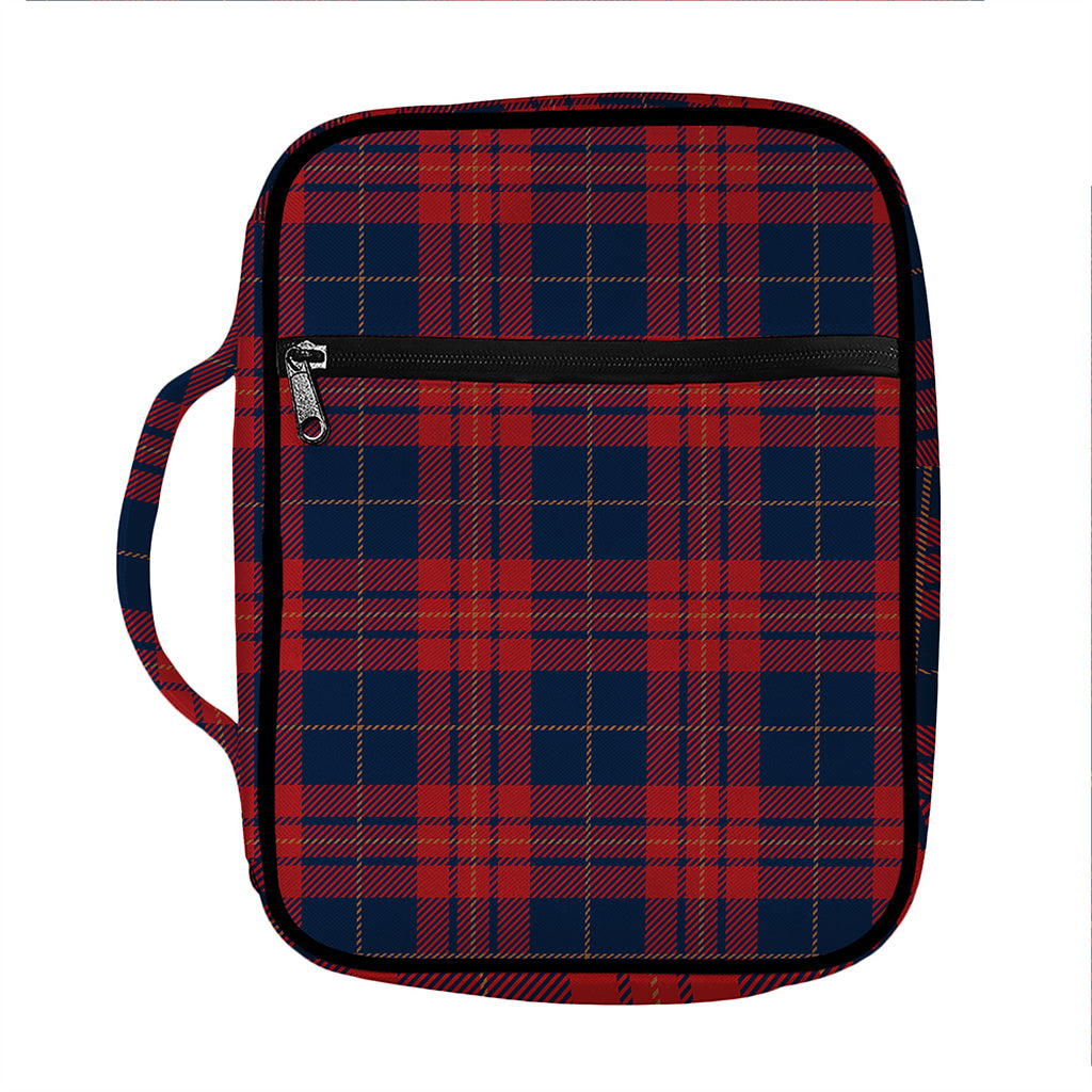 Blue And Red Tartan Pattern Print Front Pocket Bible Bag