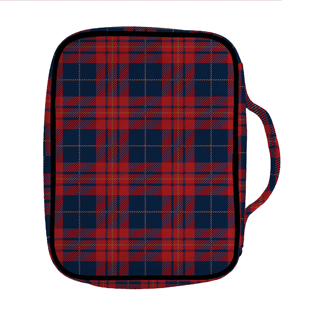 Blue And Red Tartan Pattern Print Front Pocket Bible Bag