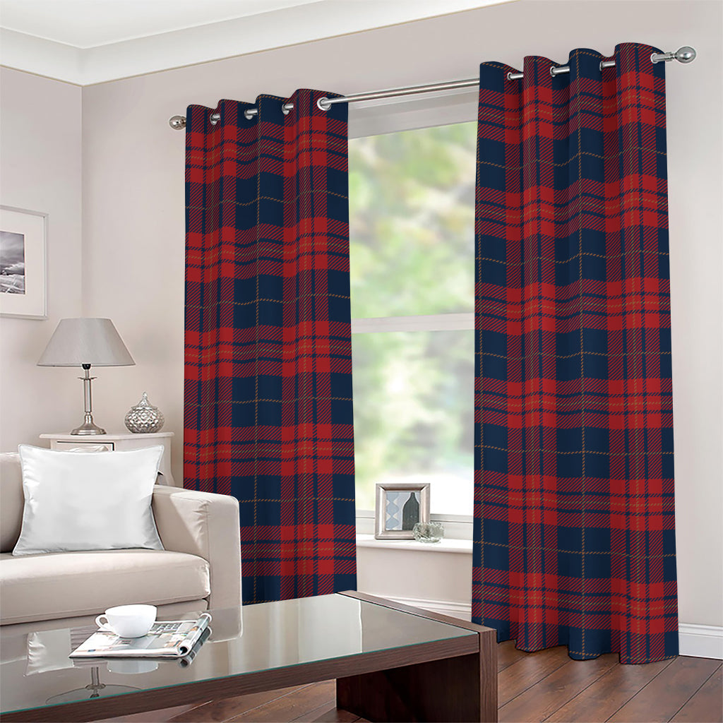 Blue And Red Tartan Pattern Print Grommet Curtains