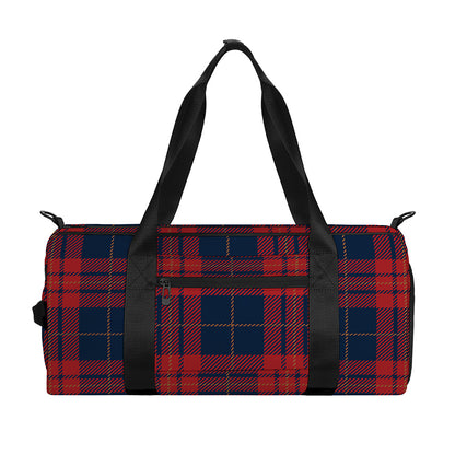 Blue And Red Tartan Pattern Print Gym Bag