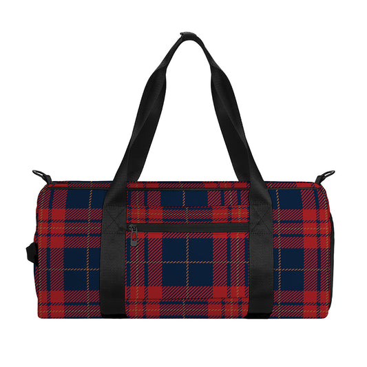 Blue And Red Tartan Pattern Print Gym Bag