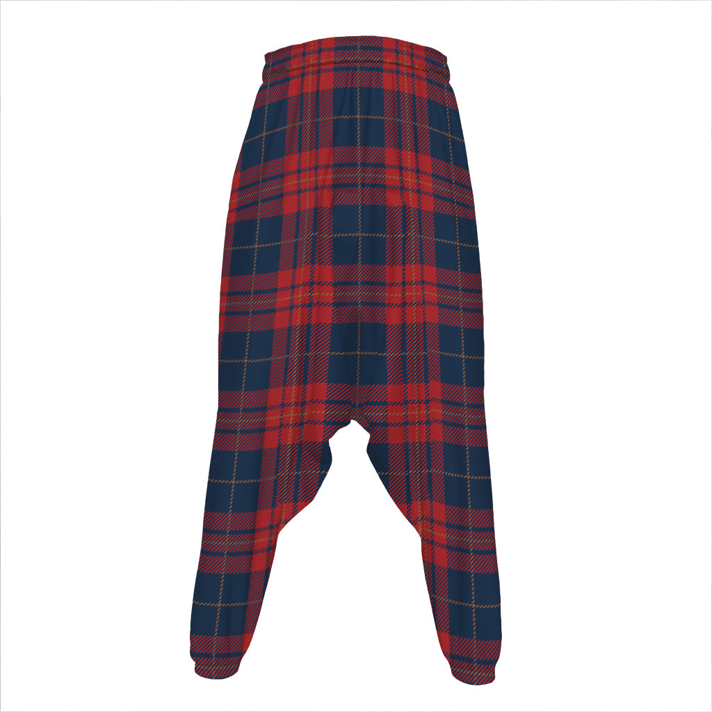 Blue And Red Tartan Pattern Print Hammer Pants