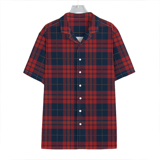 Blue And Red Tartan Pattern Print Hawaiian Shirt