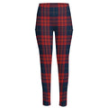 Blue And Red Tartan Pattern Print High-Waisted Pocket Leggings